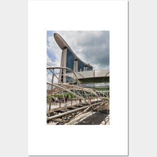 Marina Bay Sands with Helix Bridge - Singapore Posters and Art